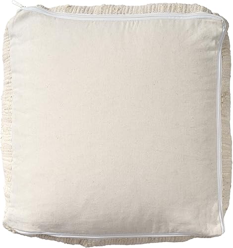 Miniatura 44 de L.R. Resources Inc LR Home Puf otomano de transición de poliéster gris/marfil para decoración del hogar | Reposapiés hecho a mano para decoración de