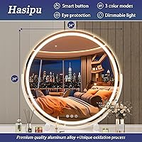 Vista 2 de Hasipu Espejo de tocador con luces, espejo de maquillaje LED de 24 pulgadas, espejo de maquillaje iluminado con luces, control táctil inteligente