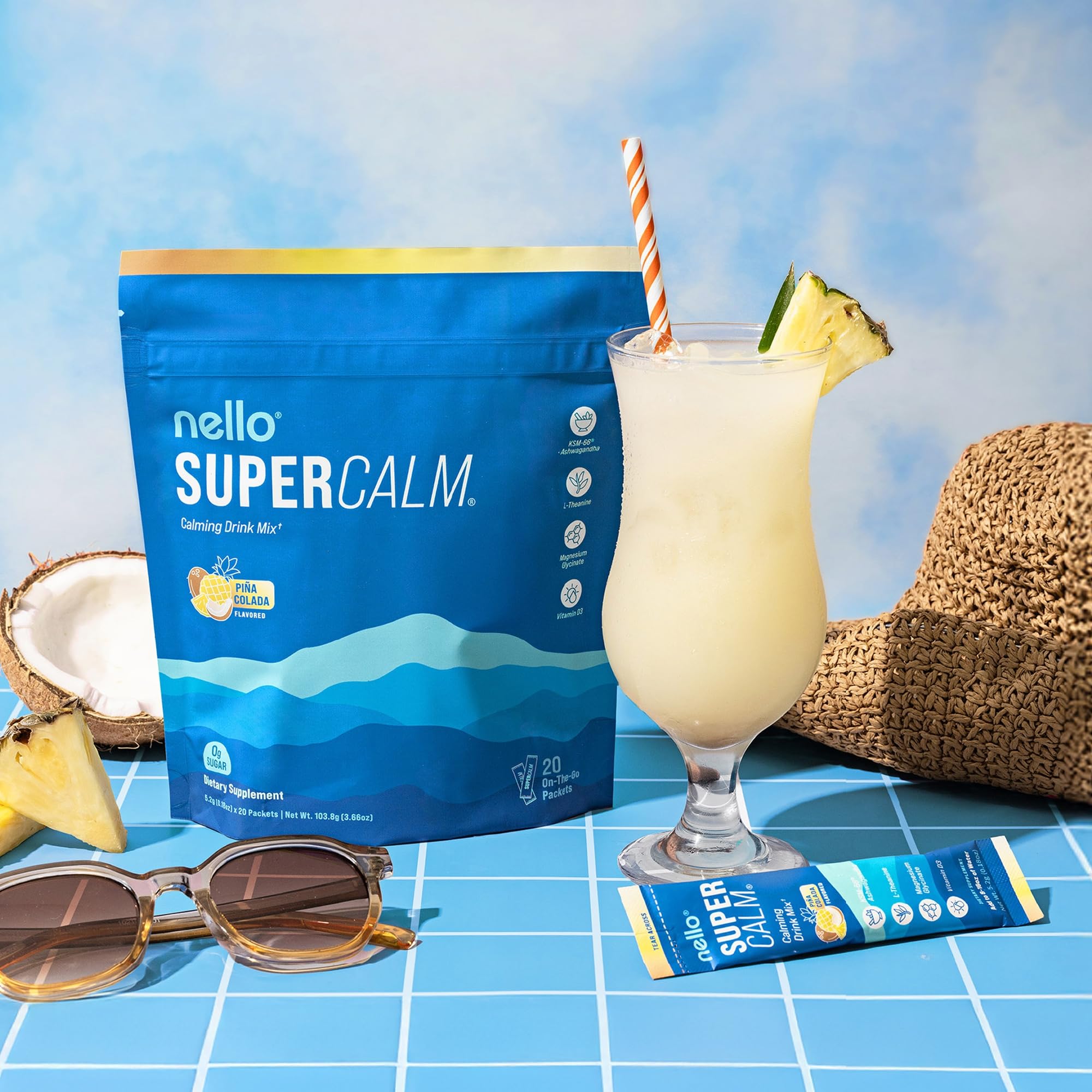 Amazon.com: Nello Supercalm Powdered Drink Mix, Cortisol Reducer
