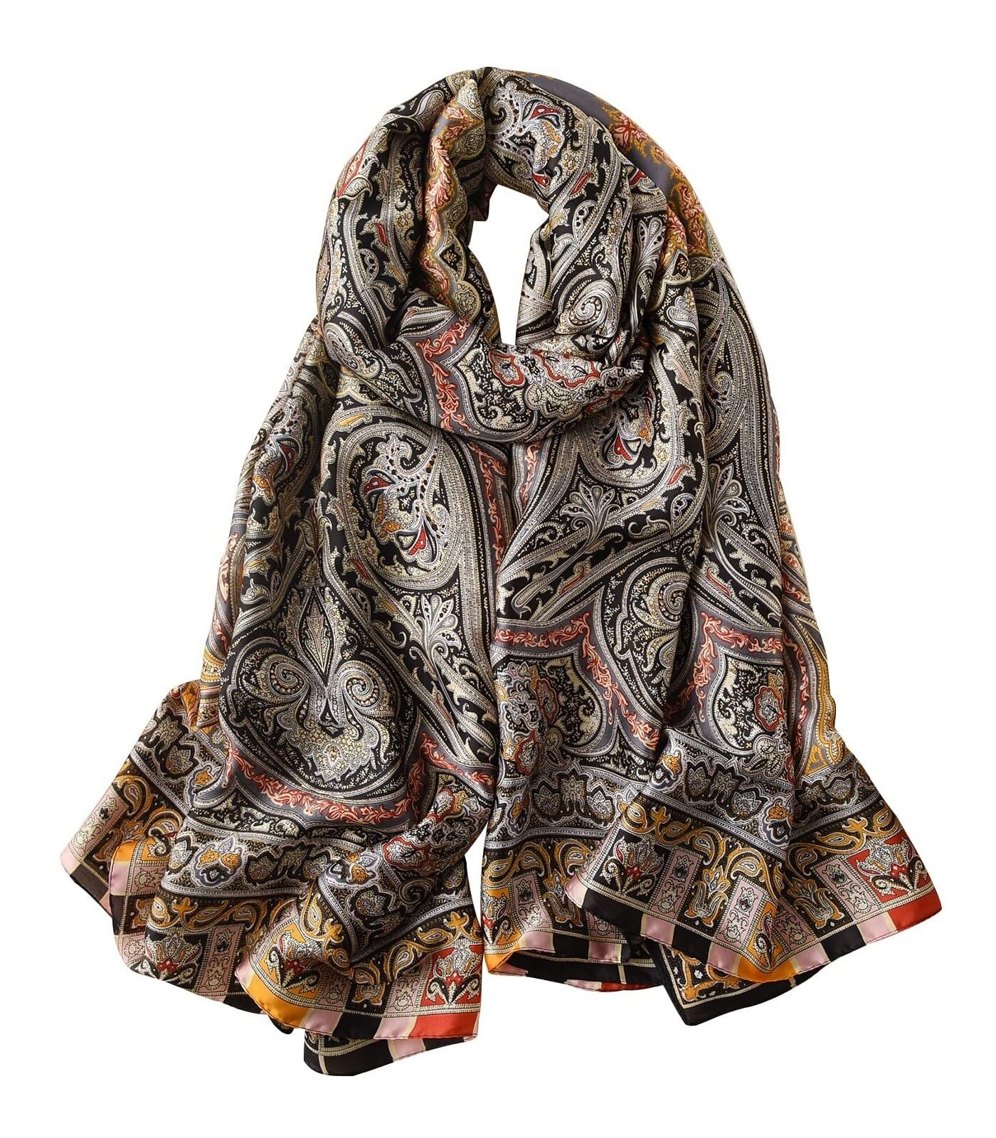 Scarf,Silk scarf NUWEERIR Womens 100% Large Silk Scarf Long Satin Scarf Fashion Designer Scarf Lightweight Wraps, Bird, One Size Ladies and men (Color : 64)