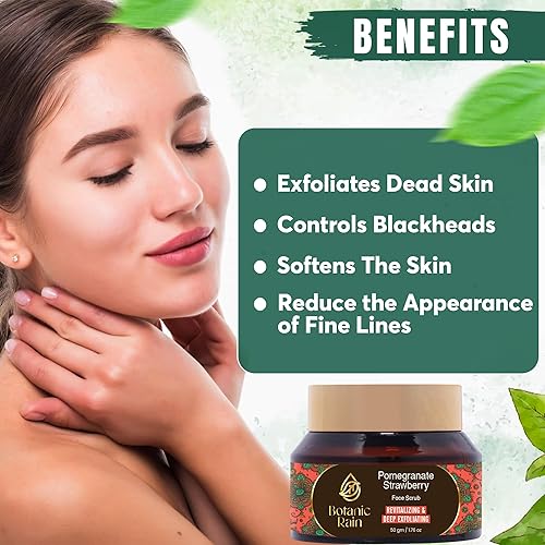 Miniatura 3 de Exfoliante facial orgánico con granada y fresa, Ayurveda Natural Tan Remover Scrub para cada tipo de piel