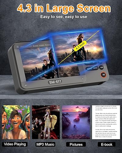 Miniatura 2 de 720p 4.3 "Pantalla AM FM SW Película Video Radio con Bluetooth, Recargable Bolsillo Digital Película Reproductor de Video, Soporte USBTarjeta Micro