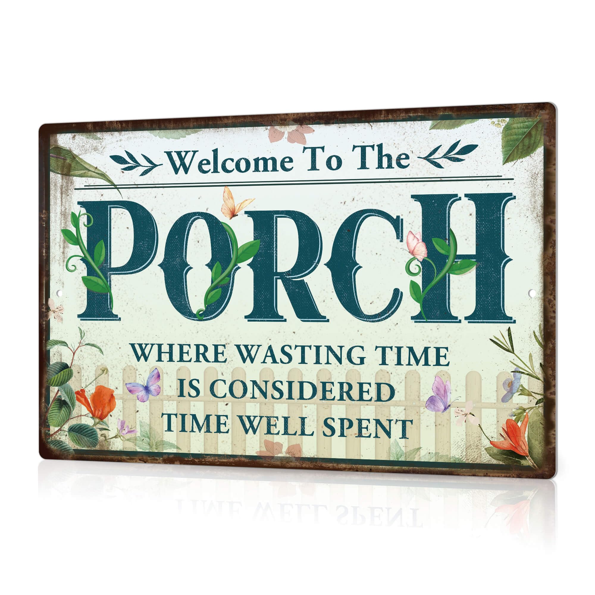 Putuo Decor Welcome To Our Porch Metal Sign Vintage The Porch Where Wasting Time Is Considered Time Well Spent Tin Signs For Home Outdoor Porch Backyard Decor 12x8 Inches-image-37