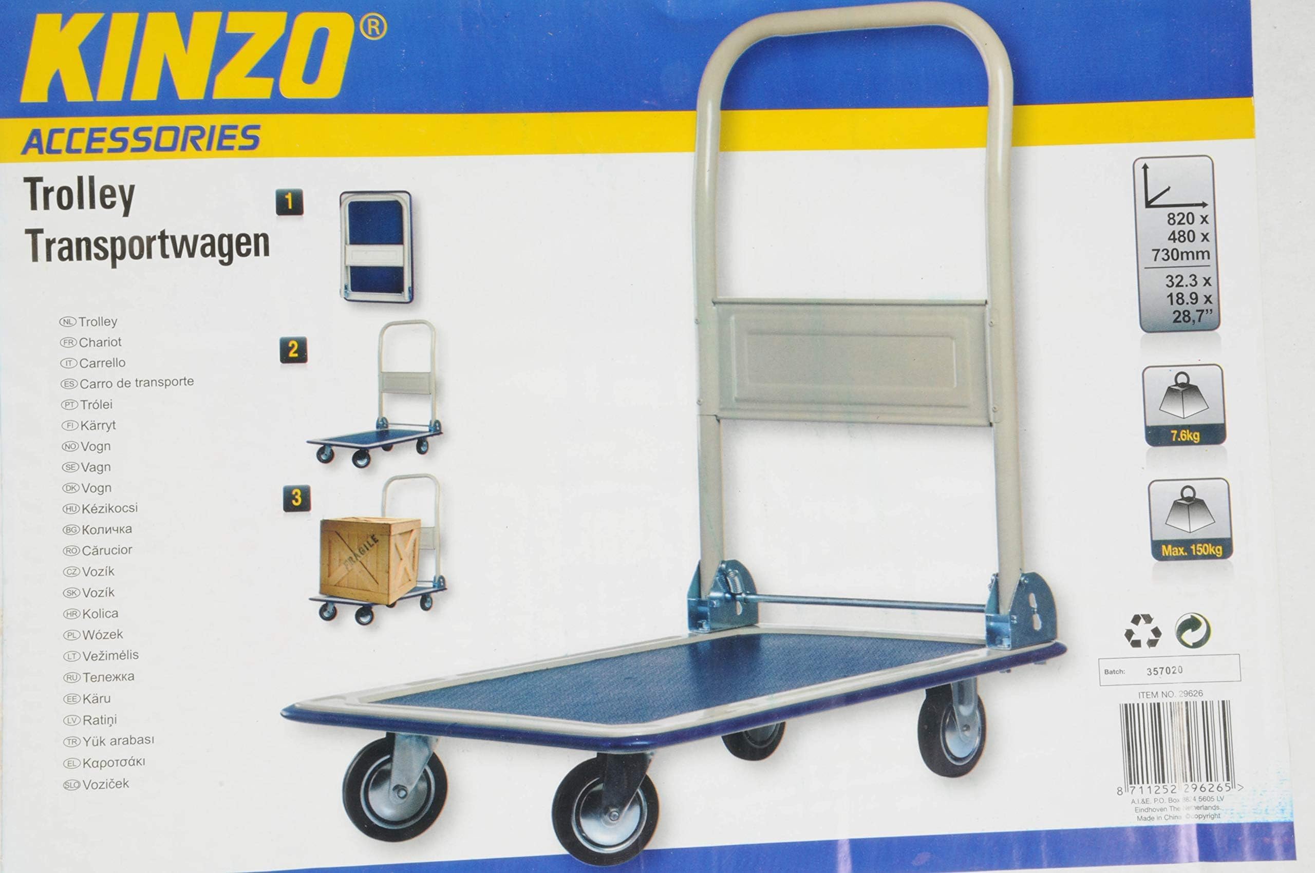 Transportkar Pavo platform trolley inklapbaar 137kg zwart Transportkar Pavo platform trolley inklapbaar 137kg zwart