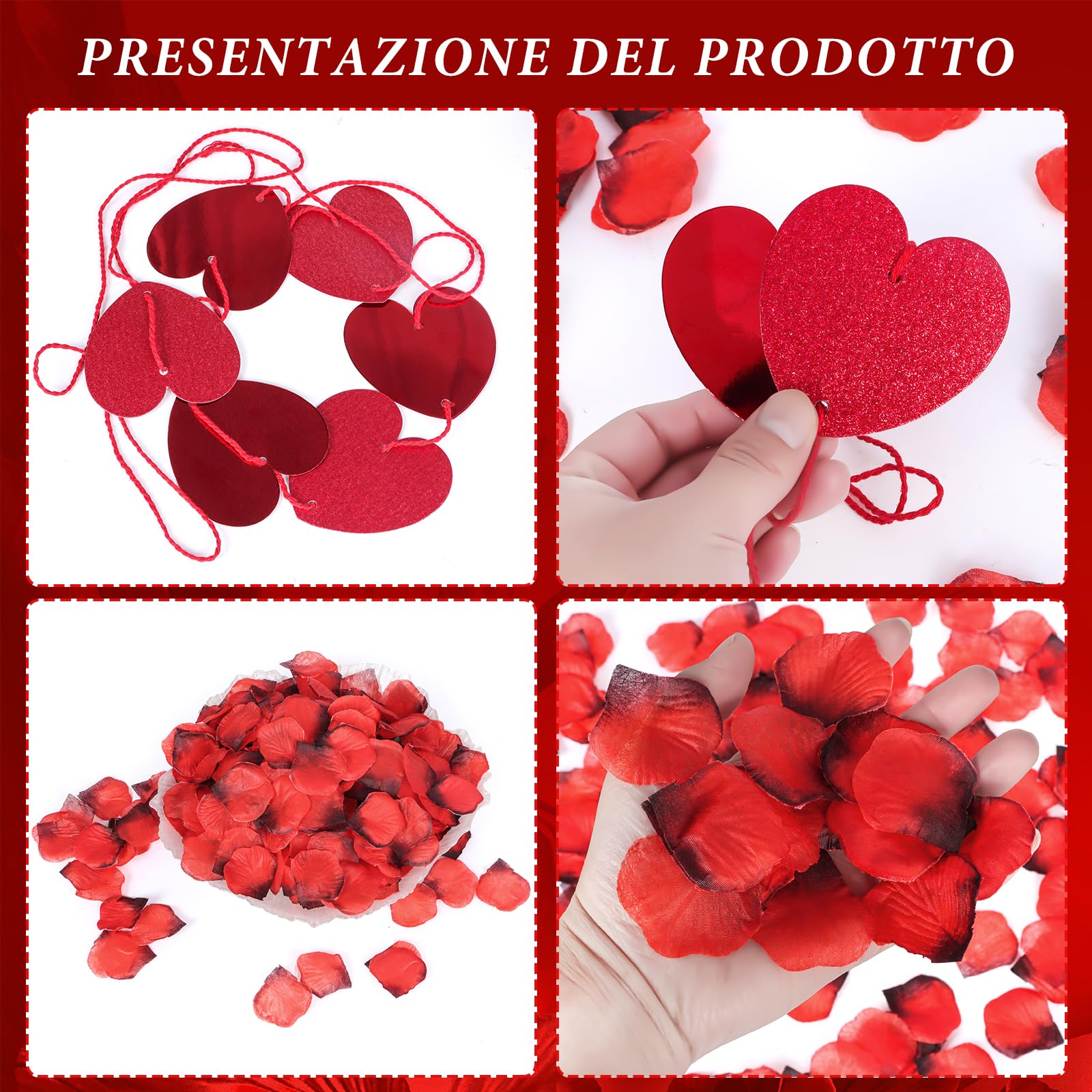 BLMHTWO 4 pezzi decorazione a forma di cuore per San Valentino, ghirlanda a forma di cuore rossa per San Valentino