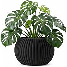 Large 3D Printed Modern Minimalist Planter Pots - 10 Inch Planter Pots with Drainage Plug - Large Flower Planter for Indoor Plants - Biodegradable Flower Planter for Home Garden Office Roni