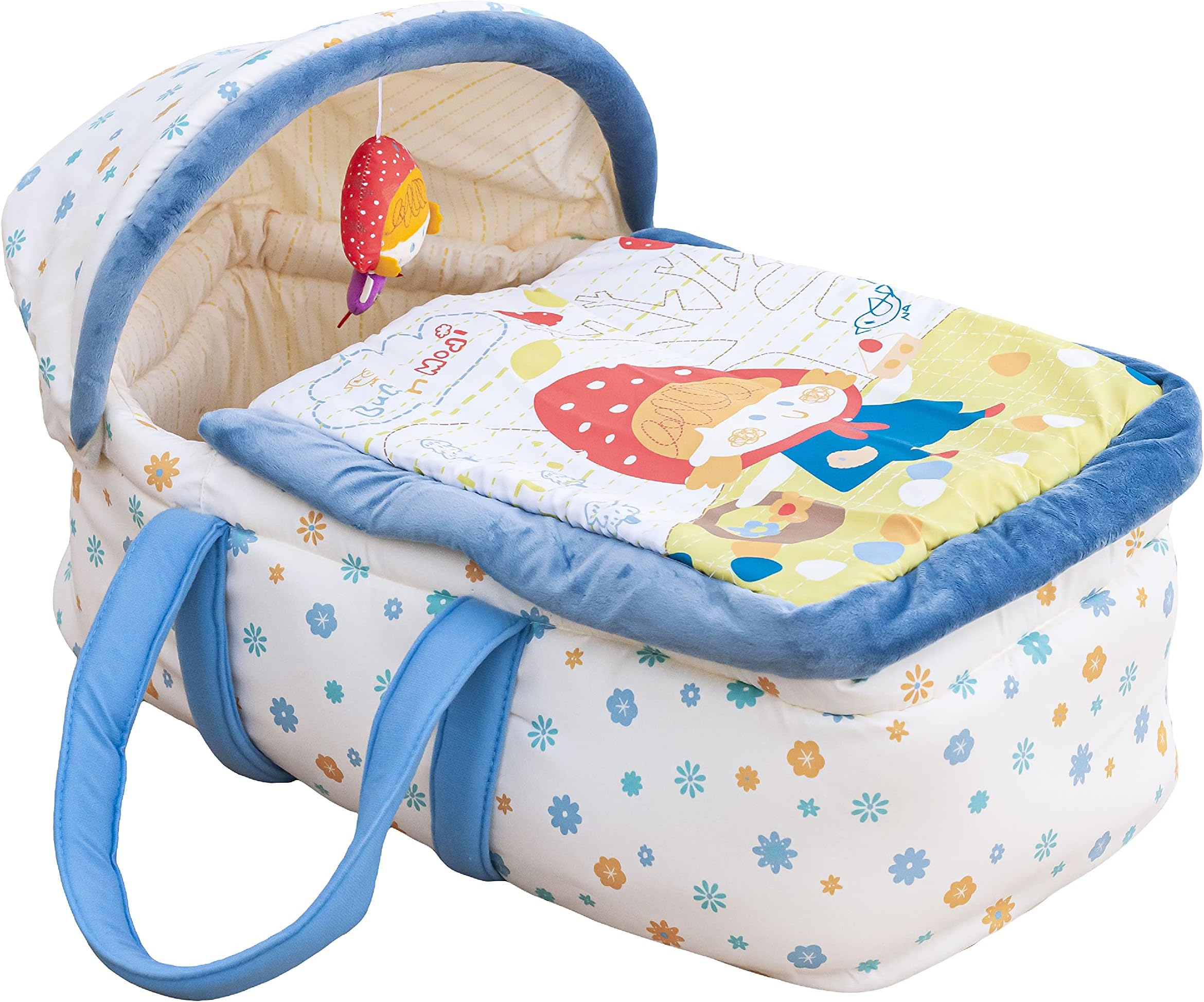 The Moon Brand Moses Basket, Bedside sleeper, travel carrycot, Honey Bear, 0-12 months - Pink