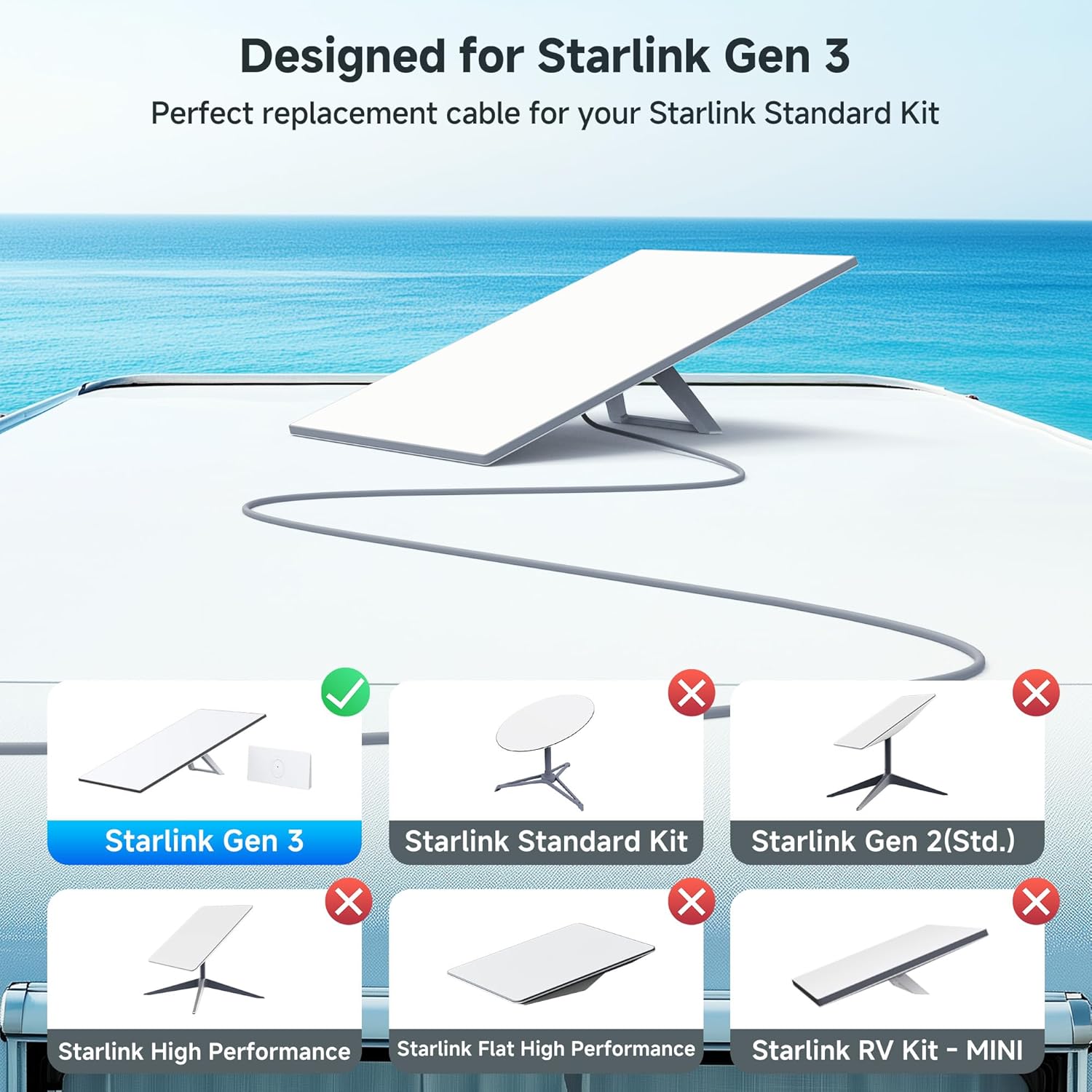 Cable Matters 10Gbps Replacement for Starlink Cable Gen 3, 100ft, 26 AWG, Shielded, Compatible with Starlink Gen 3 Cable