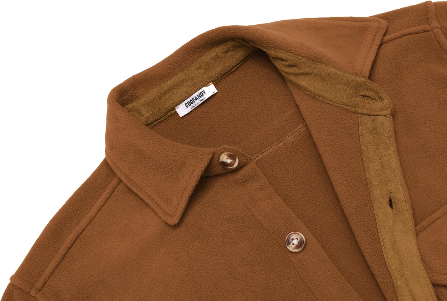 COOFANDY Men's Polar Fleece Shacket Long Sleeve Casual Button Down Shirt Jacket with Pockets - Image 6