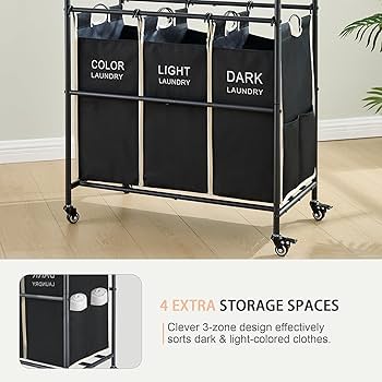 【送料無料】Laundry Basket Wagon 3rack/3color Amazon.com: Gewudraw Laundry Sorter 3 Section,Laundry Hamper