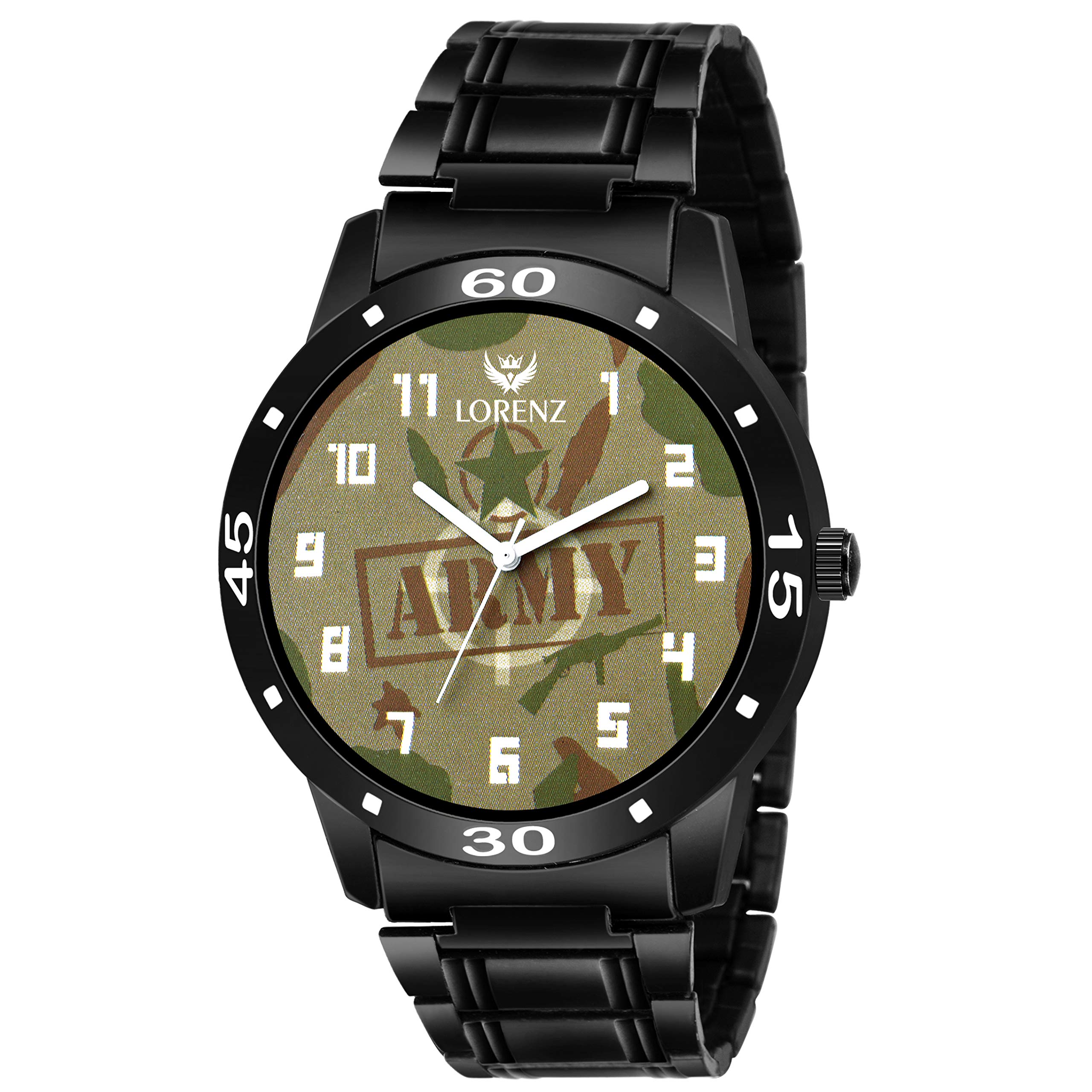 LORENZArmy Dial Black Chain Wrist Watch for Men|Watch for Boys |MK-2065W