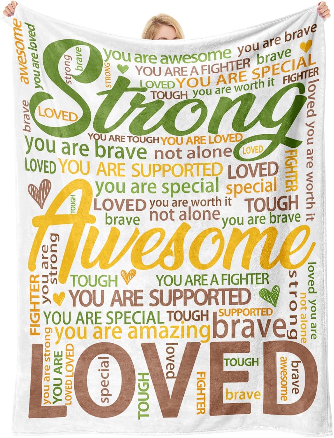 Super Soft Hug Blanket - Cancer Care Gifts for Women Men - Inspirational Get Well Soon Blankets for Mom, Grandma, Daughter, Friend, Post Surgery Recovery, Chemo Support Throw (50" x 60")