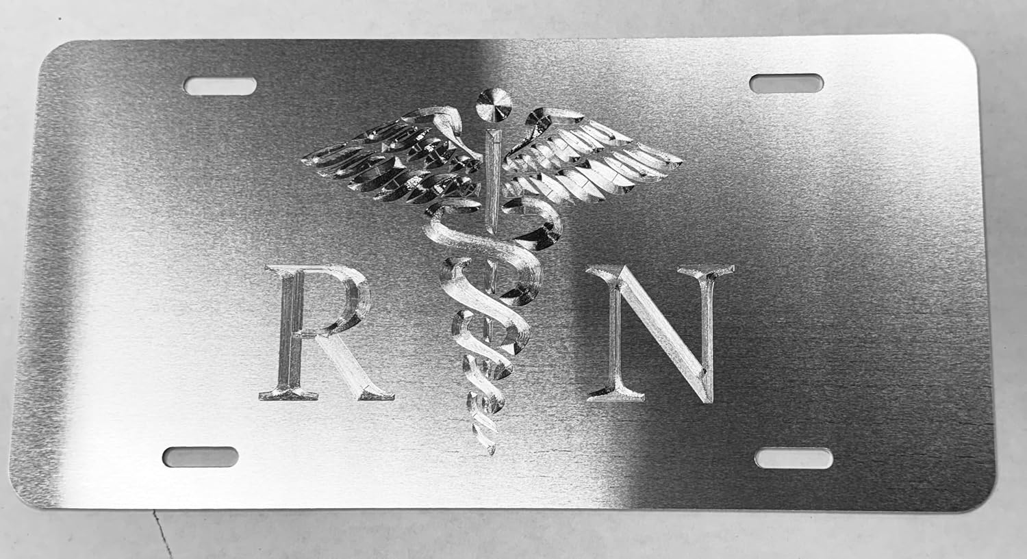Engraved Silver On Silver RN Nurse Car Tag Diamond Etched License Plate Gift