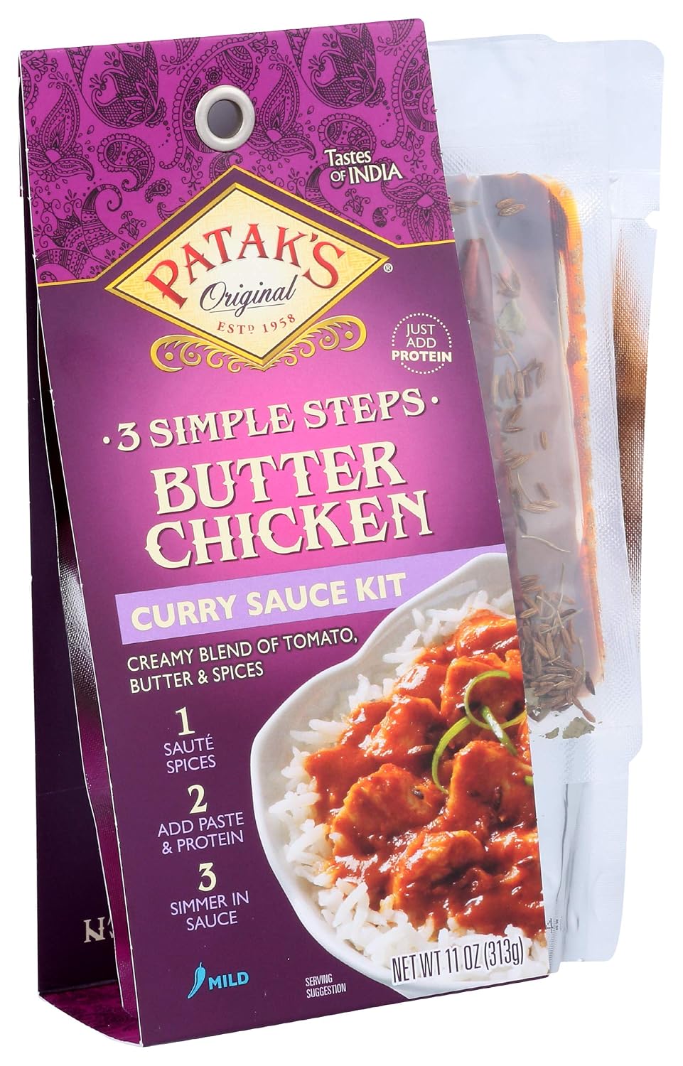 Patak's Butter Chicken Curry Sauce Kit 3-Step, 11 Fl Oz