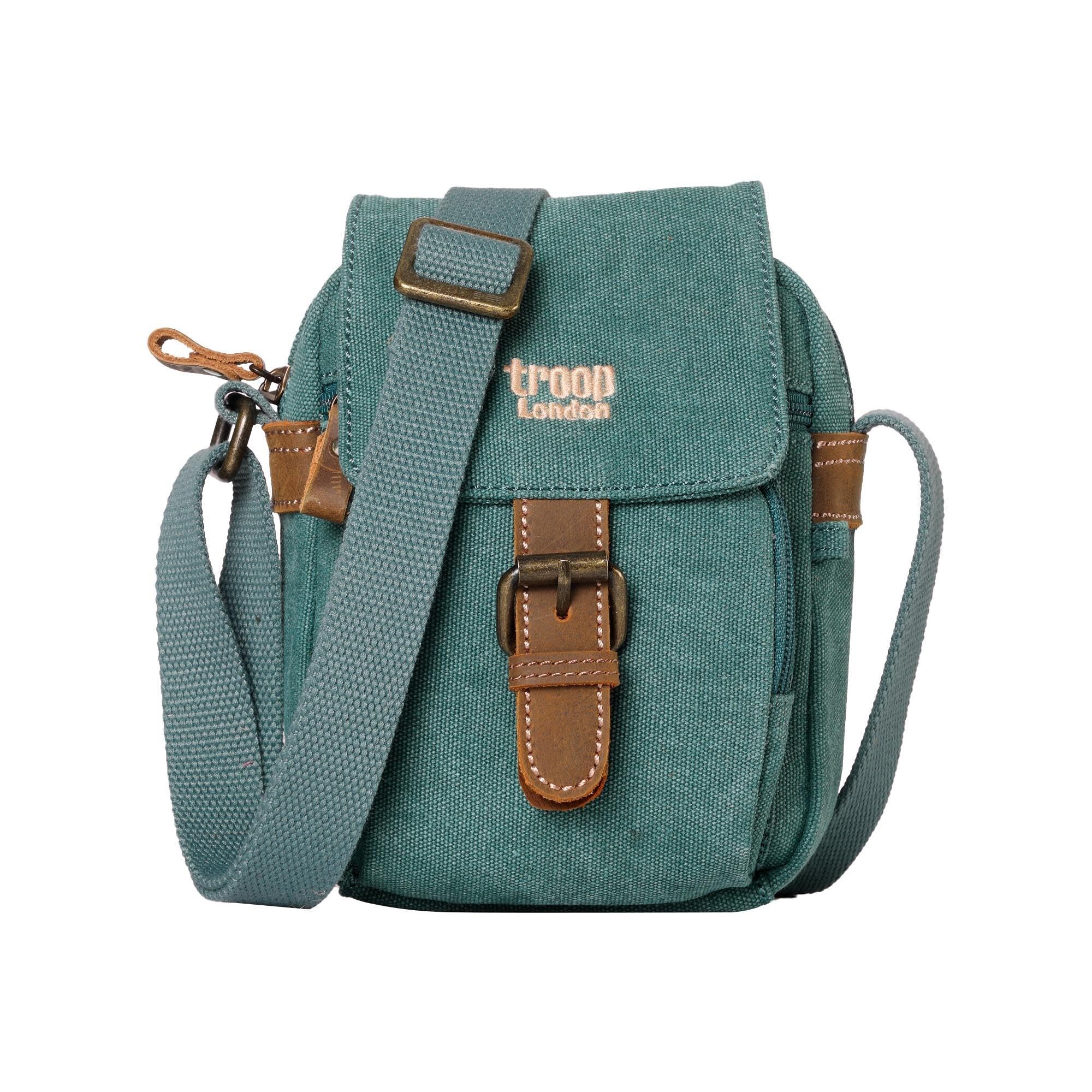 Troop London TRP0213 Classic Canvas Across Body Bag Turquoise