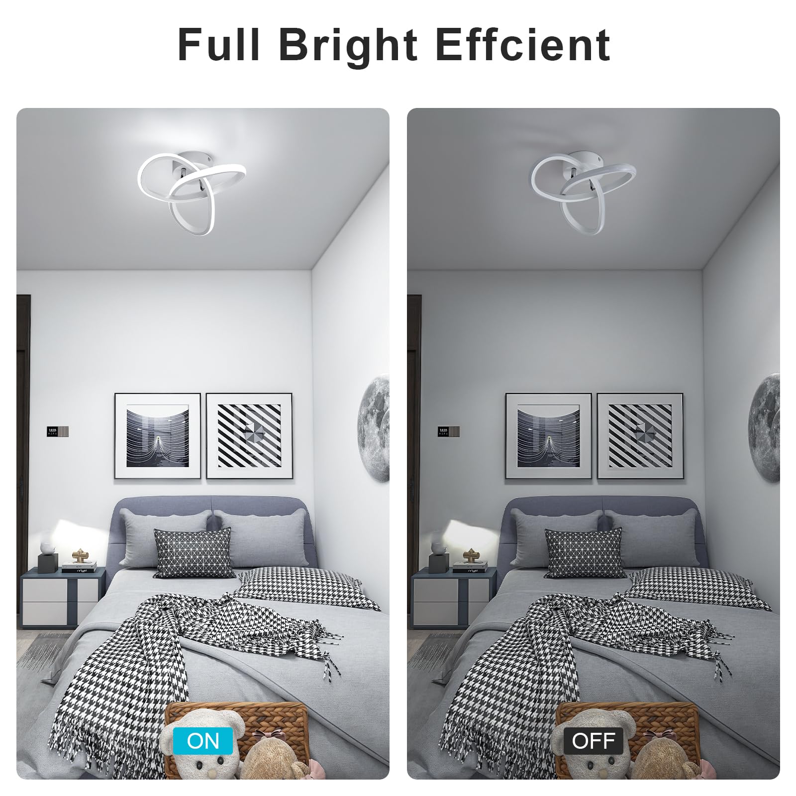 Osairous Plafoniera LED Soffitto Moderna, 22W 2500LM Lampada da Soffitto Design Forma di Fiore, Lampadario LED Bianco Soggiorno per Camera da Letto Cucina Corridoio, Bianco Freddo 6500K, 25CM