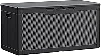 Devoko 100 Gallon Waterproof Resin Deck Box - Lockable Outdoor Storage Bench for Patio Cushions, Tools & Garden Gear (Black)
