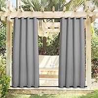 Vista 44 de NICETOWN Cortinas grises para exteriores para patio, impermeables, 2 paneles, resistentes al viento, a prueba de óxido, ojales superiores e