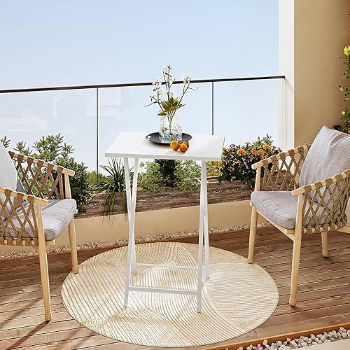 Miniatura 14 de HOOBRO Bandeja plegable para TV, mesa de aperitivos estable para espacios pequeños, mesa auxiliar portátil para sofá, fácil montaje y Mármol +