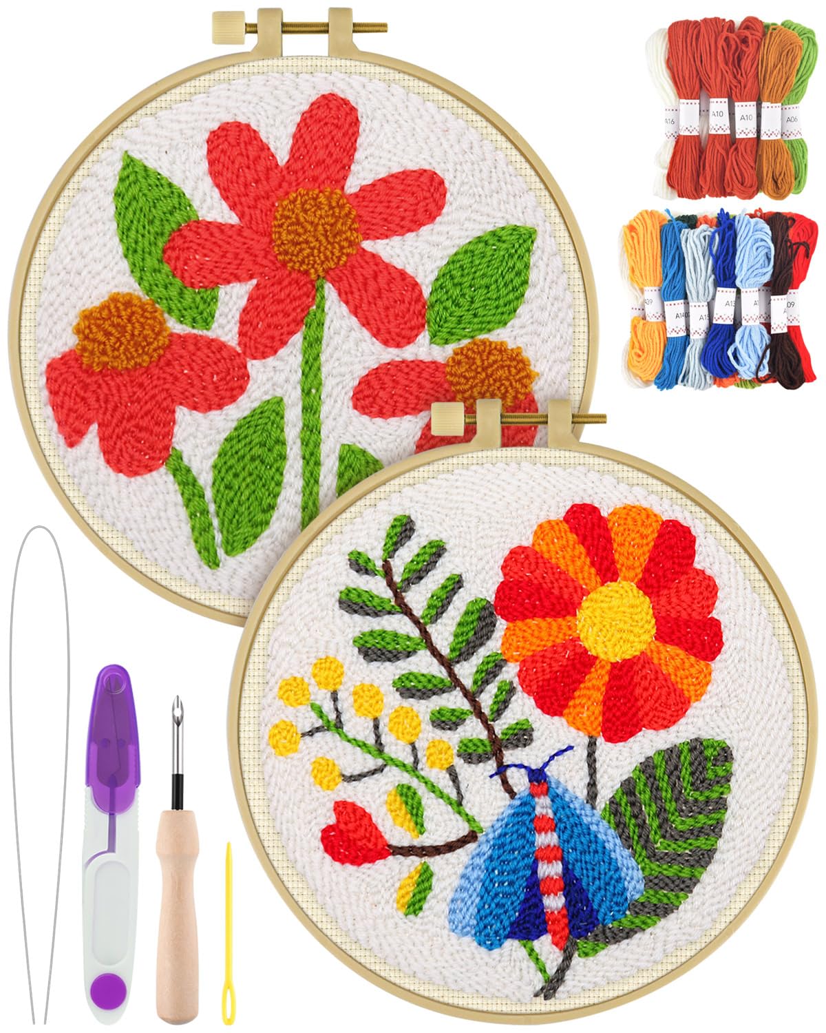 Kit aiguille à poinçonner fleurs ERKOON idée cadeau DIY - 8