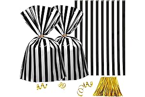Black and White Striped Treat Bags for Parties and Gift Wrapping