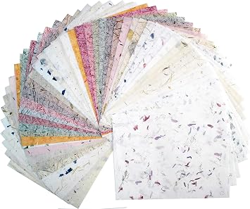 50 ورقة 8.5 &times; 11 صفائح ورق التوت الرقيق مناديل فنية مصنوعة يدويًا Washi Paper Design Craft Art Origami Suppliers Card Making Tamarind Leaves، Onion، Banana Tree Fiber، Rice Straw etc.