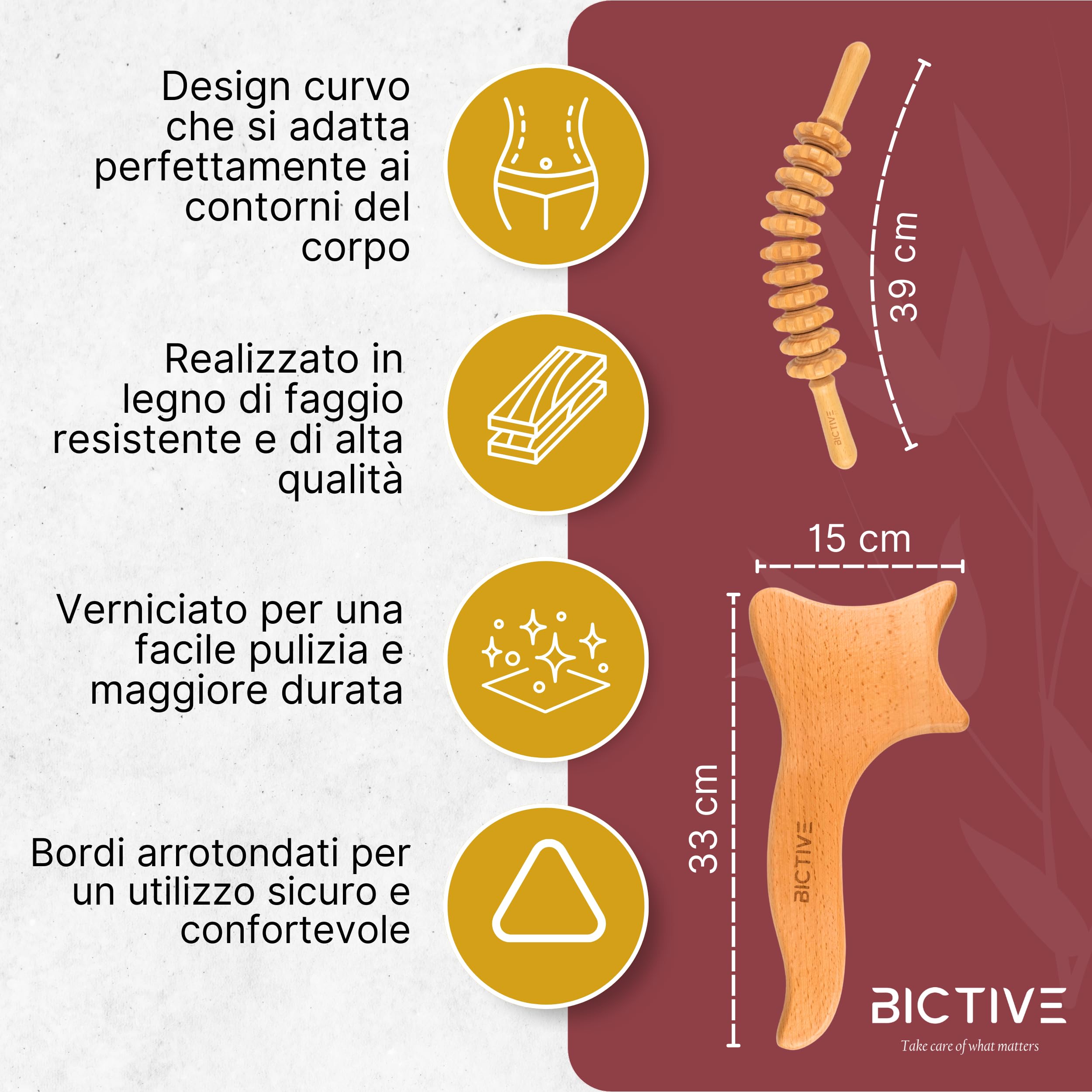 Kit Maderoterapia Rullo Curvo e Paletta de Linfodrenaggio Gambe. Massaggiatore Cellulite Massaggio Anticellulite Massaggiatori Manuali Kit Massaggio Corpo Massaggiatore Legno Paddle Massaggi