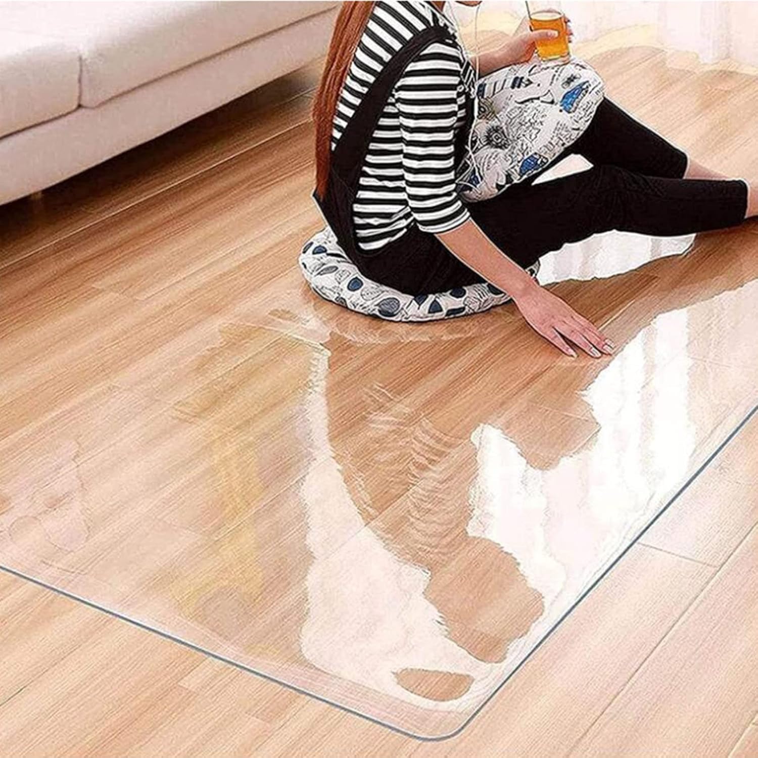 Transparent Chair Mat 1.5/2mm Rectangular Vinyl Floor Protector Mat, Waterproof Wipeable Transparent Carpet, Clear Plastic Rug Protector Mat for Hallway Entranc,2mm-100x150cm