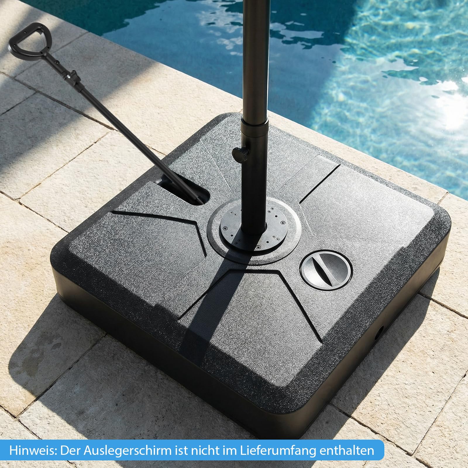COSTWAY Sonnenschirmständer mit Rollen & Zugstange, befüllbar mit 110 L Wasser oder 130 kg Sand, Schirmständer für große Ampelschirme, Ampelschirmständer für Garten, Terrasse
