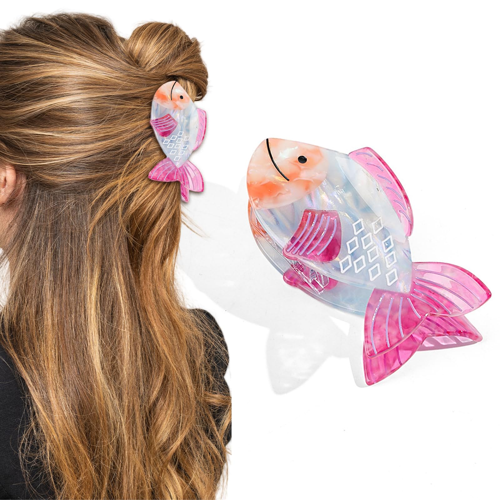 Fischkrallen-Haarclip – Extra Großes Haaraccessoire Mit Hinterkopfgreifer Für Dickes Haar, Trendiges Party-Haarstück Für Damen & Teenager (Fish-A)