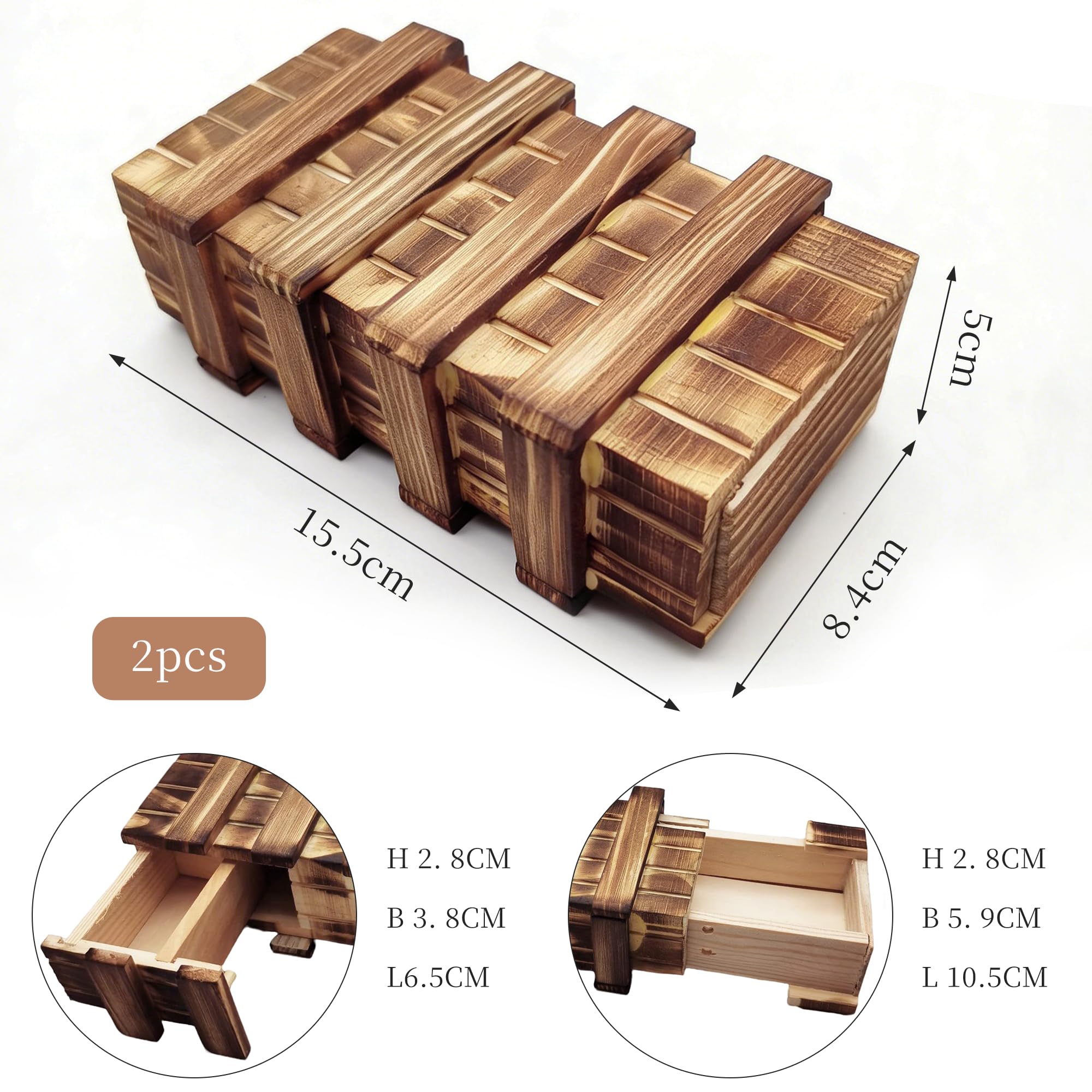2 scatole magiche per enigmi, in legno, con scomparto segreto, set puzzle, magico, scatola regalo per denaro, regalo di matrimonio, compleanno, piccolo puzzle