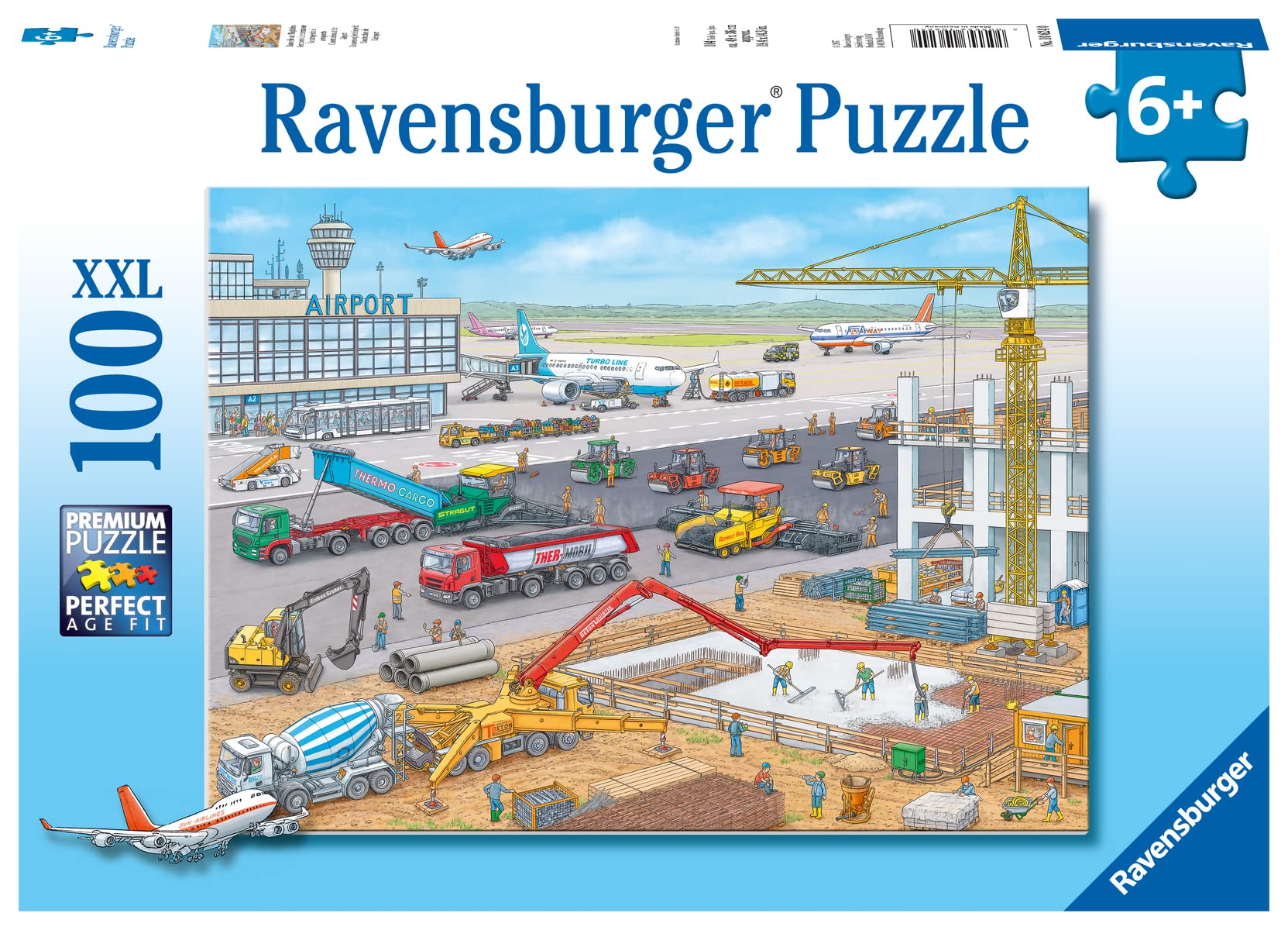 Ravensburger Puzzle 10624 - Cantiere In Aeroporto, 100 Pezzi, Per Bambini Da 6 Anni