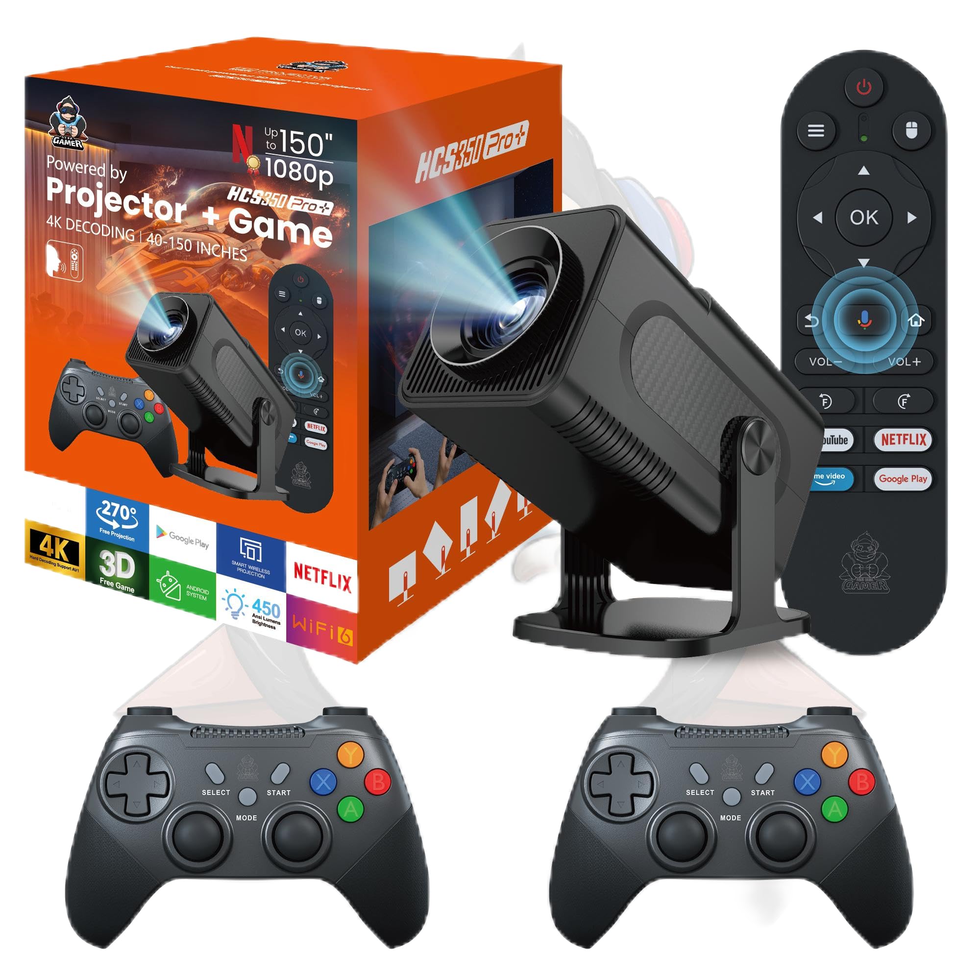 Amazon.com: HCS350 Pro+ Projector and game,Retro 4K Smart Game