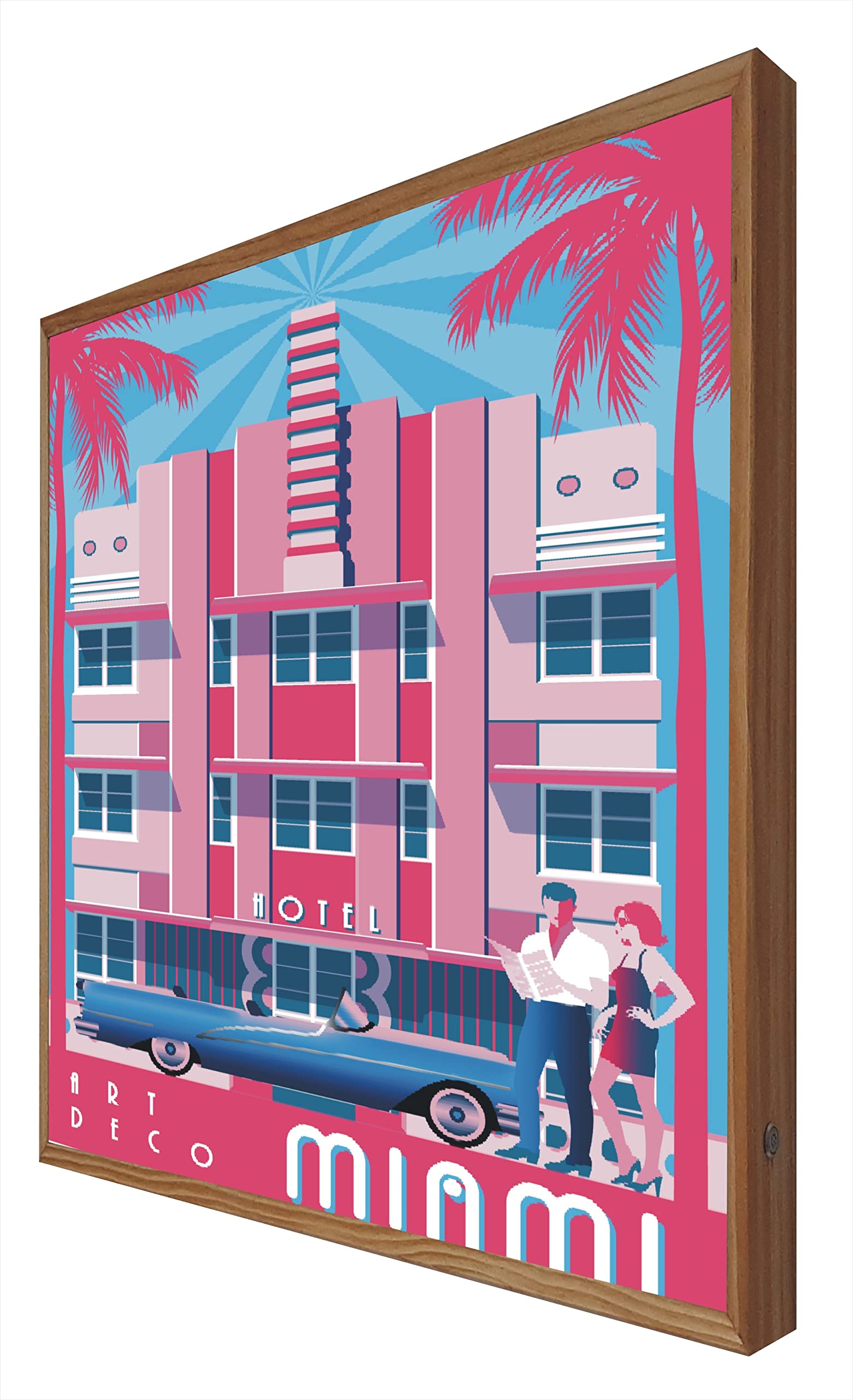 Plaque vintage illuminée Miami avec LED déco rétro pour bar et salon