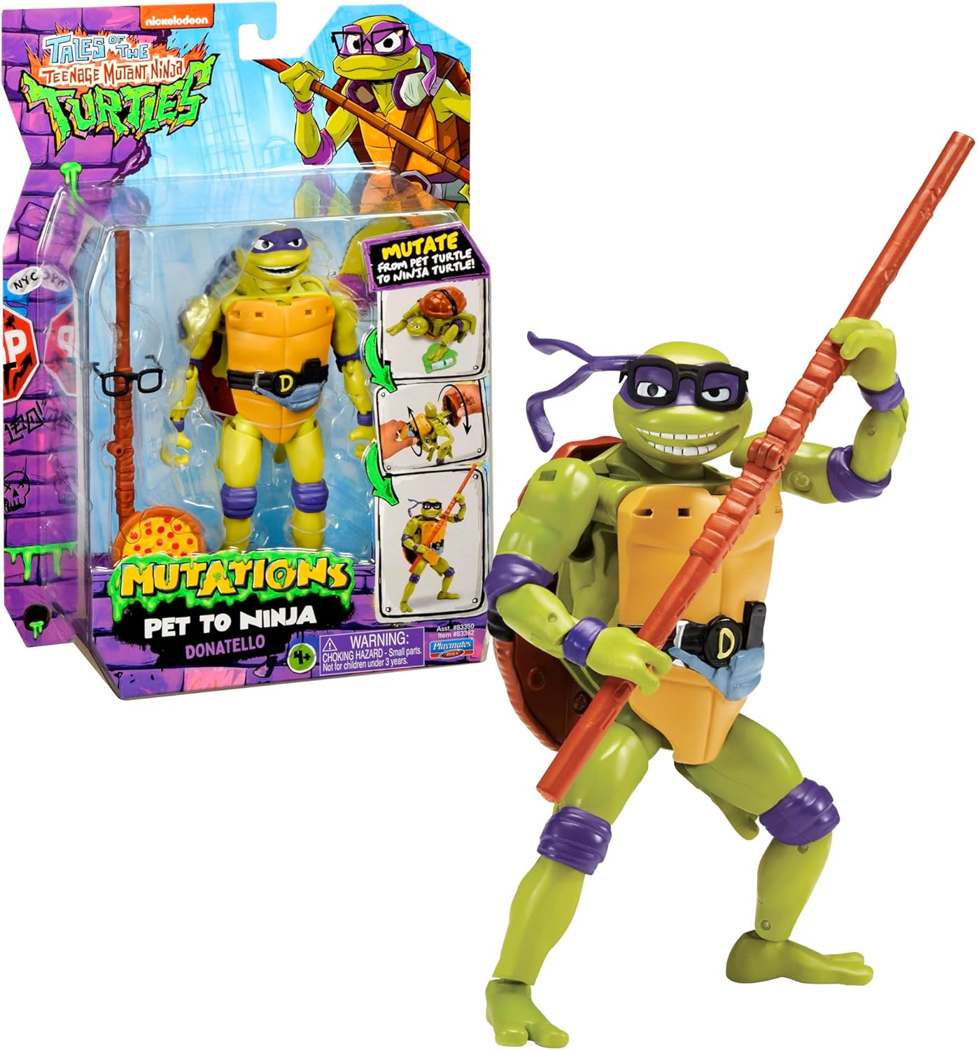 Hello Kitty 4SF Ninja Turtles 1 Deluxe 15 cm Convertible Figure Donatello Model for Ages 4 and Up TU8381