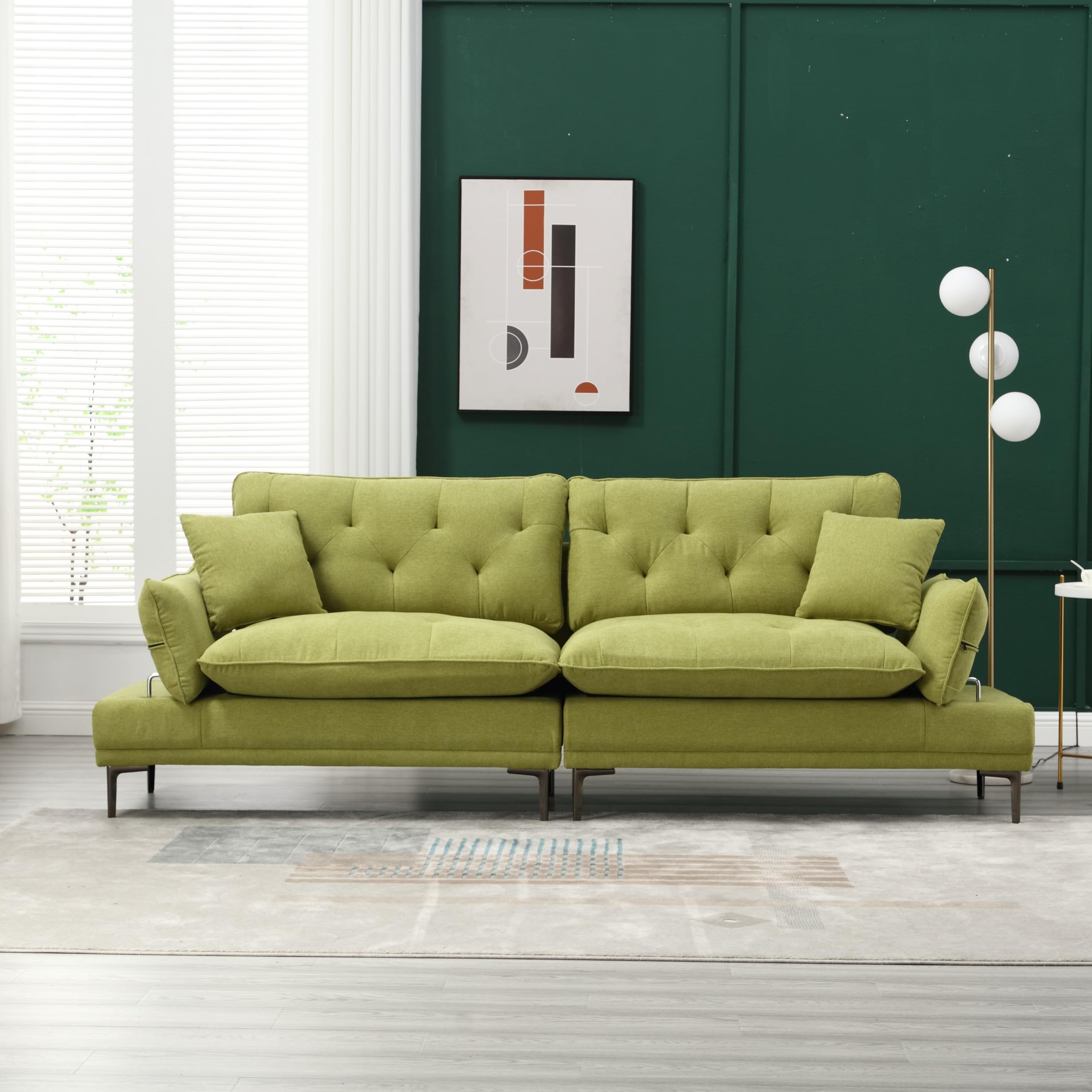 Amazon.com: Upholstered 2 Seaters Loveseat Sofa Couch with Metal 