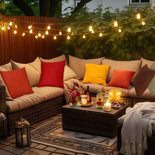 Miniatura 5 de Peryiter 8 fundas de almohada impermeables de 18 x 18 pulgadas, fundas de almohada cuadradas decorativas para exteriores, para patio, sofá, cama,