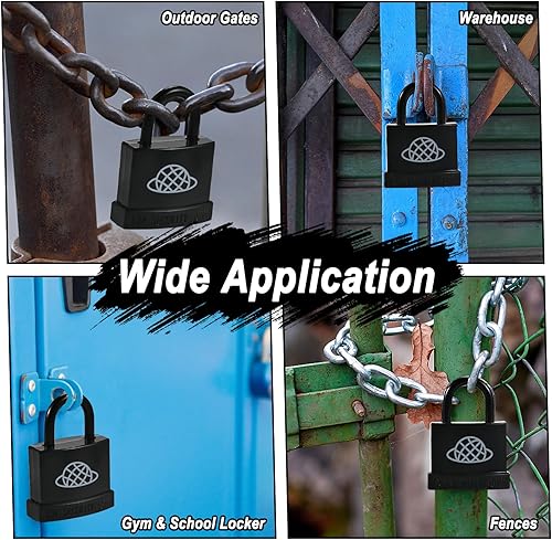 Miniatura 3 de 8 candados resistentes a la intemperie con llave para uso en exteriores, candado con llave para exteriores con carcasa de plástico, cerraduras con