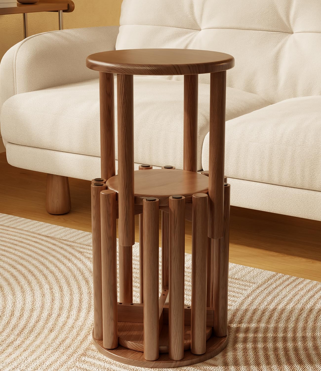Solid Wood Stackable Stools Set of 4 — 100% Wooden Stool No Installation Required