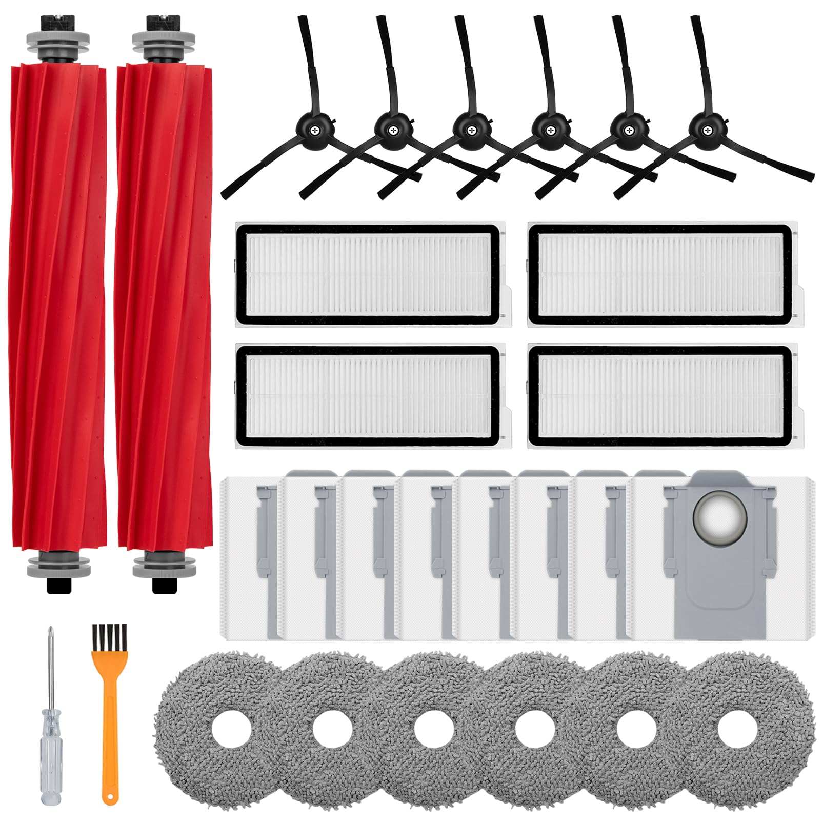 28 Pack Accessories Compatible with Roborock Qrevo S/Qrevo Pro/Qrevo Plus/Qrevo-Maxv Vacuum Robot,Parts Include:Main Brush,Side Brush,Hepa Filter,Mop Cloth,Dust Bag,Cleaning Brush&amp;Screwdrive