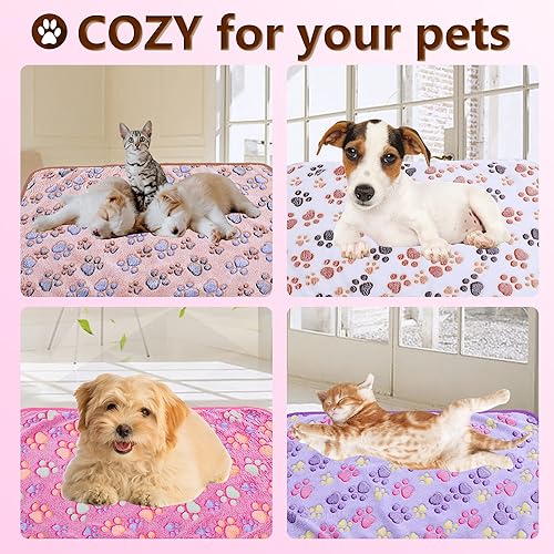 Miniatura 7 de UTTPLL Manta mullida de franela de forro polar de alta calidad para mascotas, gatos y perros, con estampado de patas, manta suave y cálida para