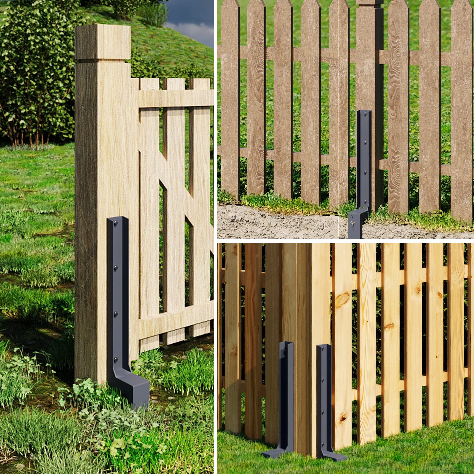 2 PCS Kit De Réparation De Poteaux De Clôture épais, Support De Poteau