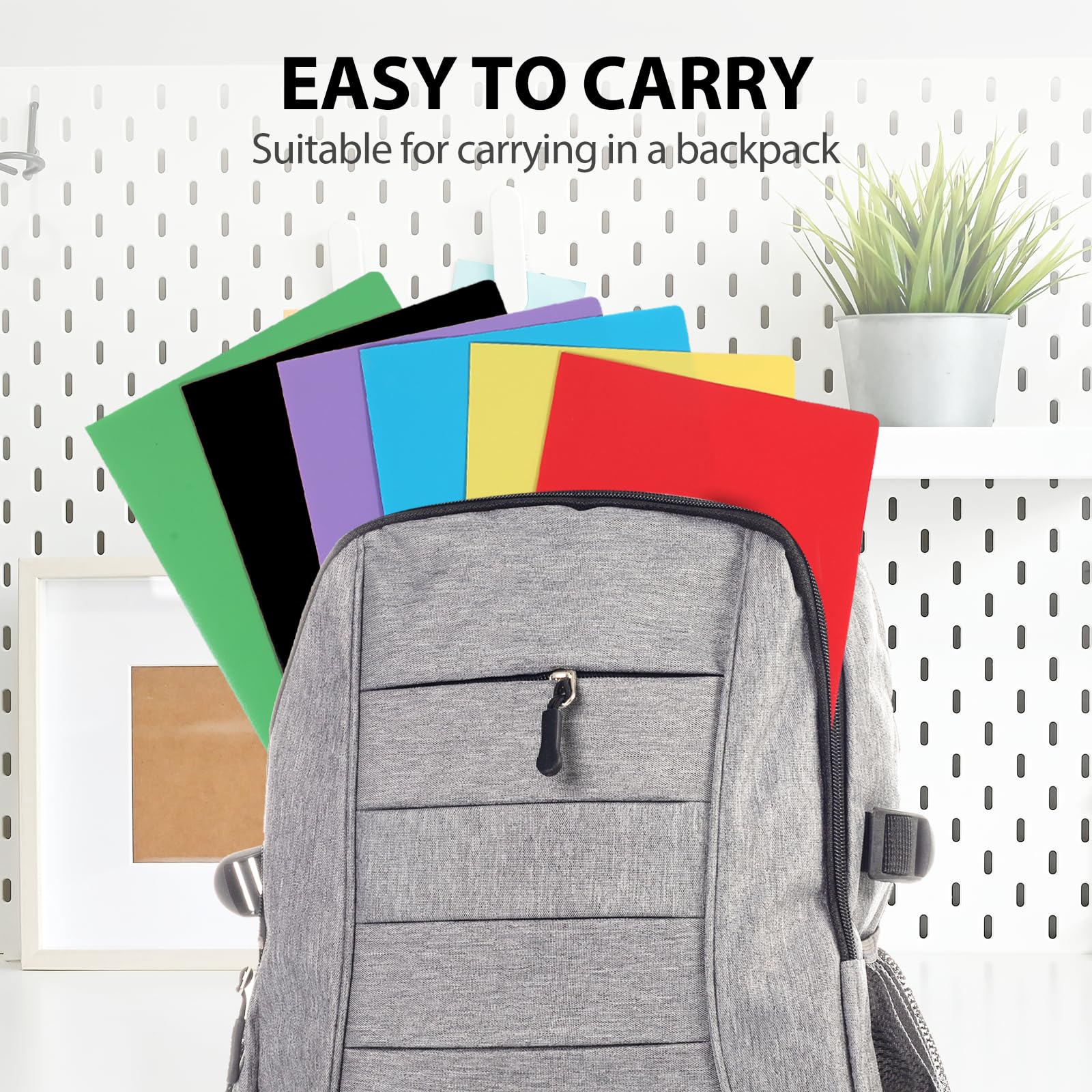 Lot de 6 dossiers en plastique avec poches (couleurs assortises), dossiers de documents avec fente pour cartes de visite, 2 pochettes pour papier de format lettre, parfaits pour l'école, le