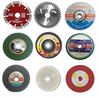 Gadget Deals Angle Grinder Accessories Wood & Marble Cutting Flap Discs Grinding Wheels (Set of 9 Tools) Power & Hand Tool Kit