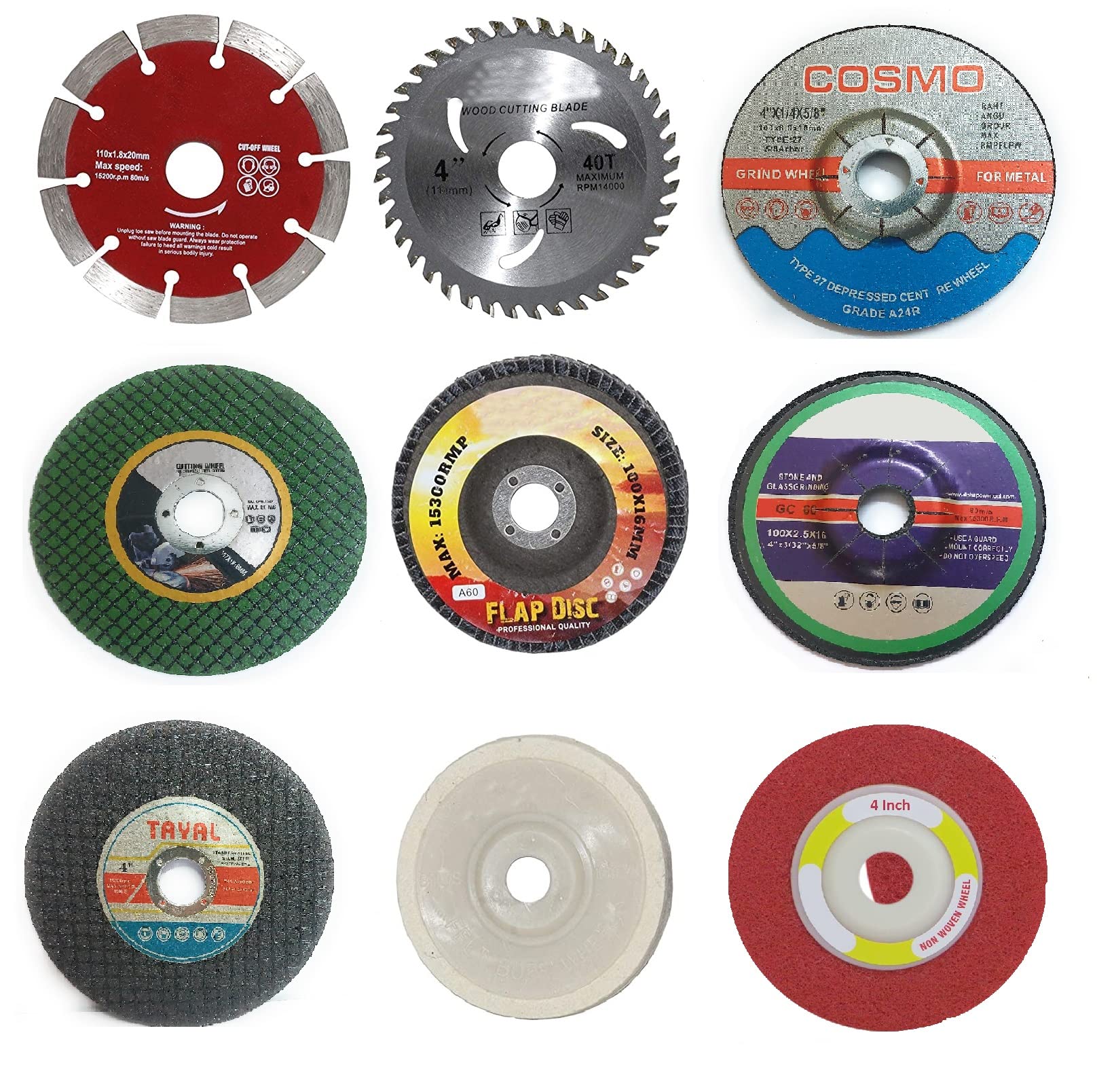 Gadget Deals Angle Grinder Accessories Wood & Marble Cutting Flap Discs Grinding Wheels (Set of 9 Tools) Power & Hand Tool Kit (B0C5MQJPW4) Amazon Price History, Amazon Price Tracker