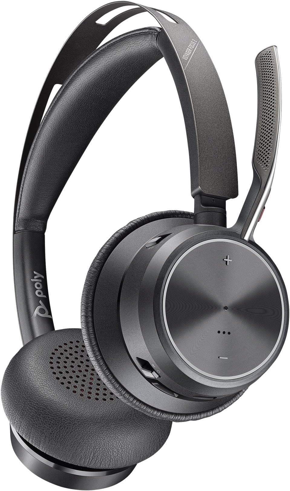 (Plantronics + Polycom) - Voyager Focus 2 UC USB-C On Ear Headset (Plantronics) - Bluetooth Dual-Ear (Stereo) with Boom Mic - USB-C PC/Mac Compatible - ANC - Works with Teams, Zoom & More