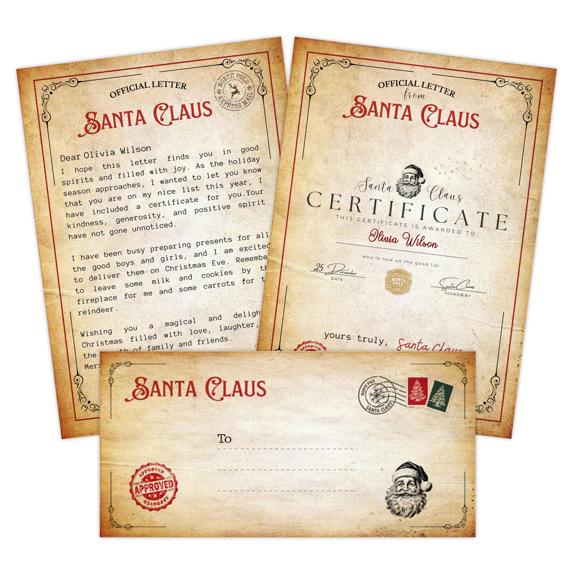 Print Maniacs Personalised Letter and Certificate From Santa Claus Father Christmas Any Name Boy Girl Xmas Good list