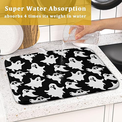 Vista 105 de Daisy On Old - Tapete de secado de platos de madera para encimera de cocina, tapete de secado de madera turquesa de 18 x 24 pulgadas con tapete