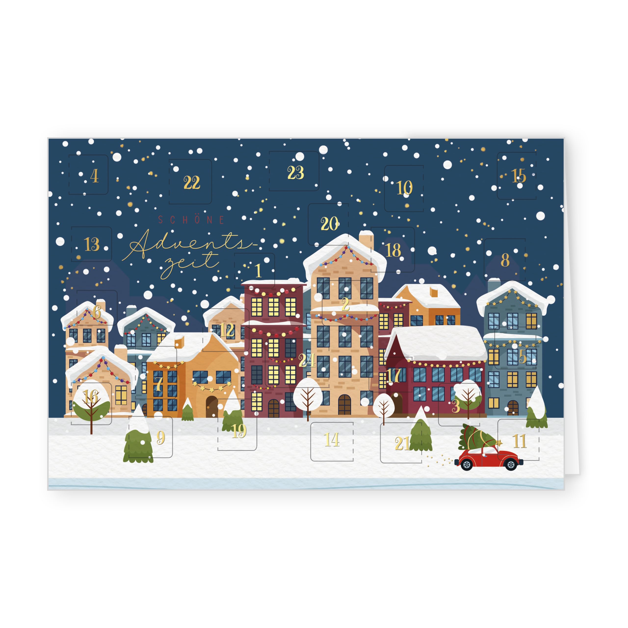 PremiumLine, calendario dell'Avvento, 5 pezzi, con busta, biglietto di auguri di Natale, 11,5 x 17,5 cm, biglietto pieghevole per calendario dell'Avvento