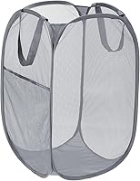 Vista 8 de PATIKIL Cesta de malla para lavandería, bolsa plegable con asas para lavandería, viajes, color beige